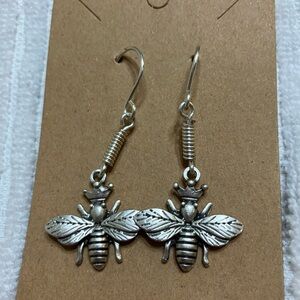 Silver Bee Dangle Earrings handmade Women’s